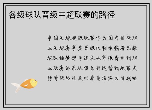 各级球队晋级中超联赛的路径
